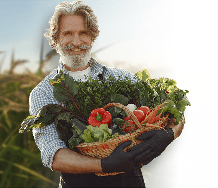Farmer with vegetables